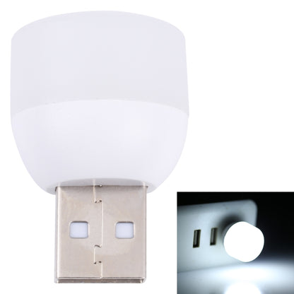 Mini USB night light with white lamp head and silver USB plug, unlit.