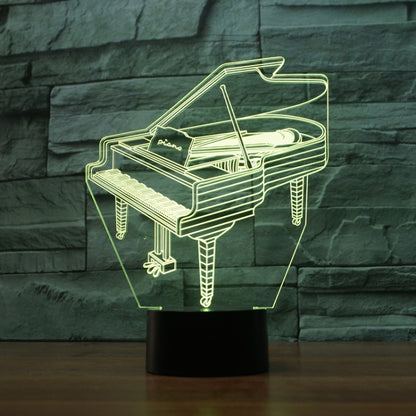 3D LED piano shape table lamp with green outline lights in clear acrylic block