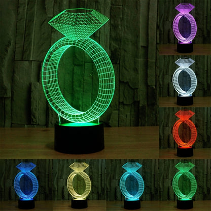 Diamond-ring style LED desk lamp with diamond top and oval ring, multicolor glow