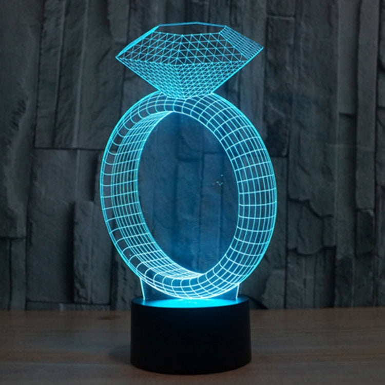 Diamond ring style stereo desk lamp, cyan LED light with black base