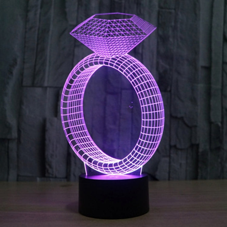 Diamond ring style stereo desk lamp, purple LED light with black base