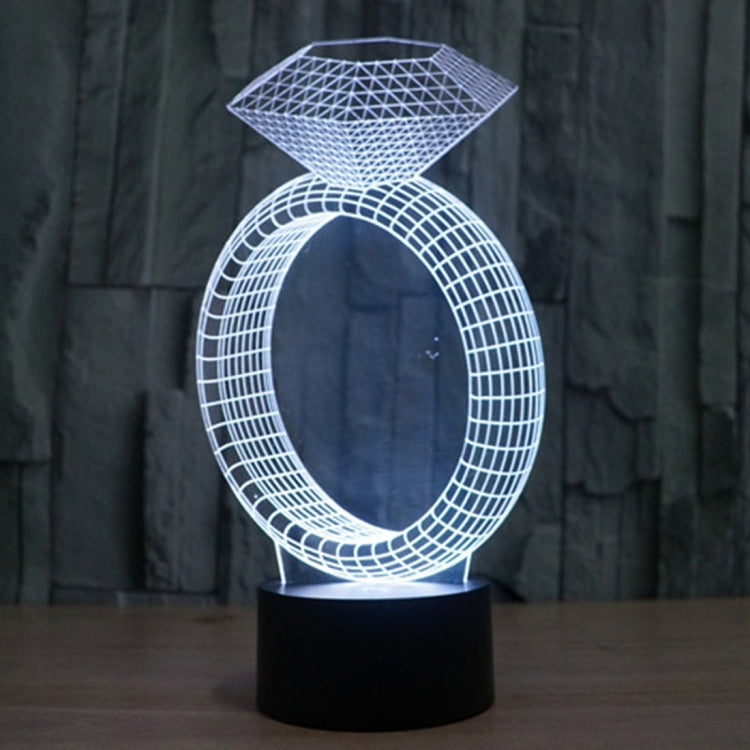 Diamond ring style stereo desk lamp, white LED light with black base