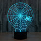 Cobweb style 3D desk lamp with glowing blue spiderweb and spider silhouette