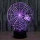 Cobweb style 3D desk lamp with glowing purple spiderweb and spider silhouette