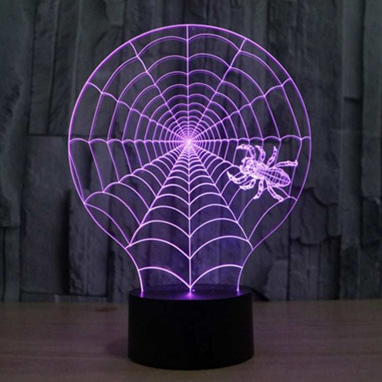 Cobweb style 3D desk lamp with glowing purple spiderweb and spider silhouette