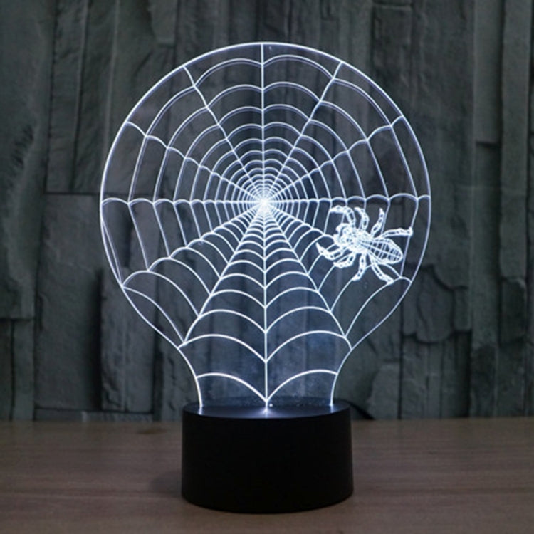 Cobweb style 3D desk lamp with glowing white spiderweb and spider silhouette