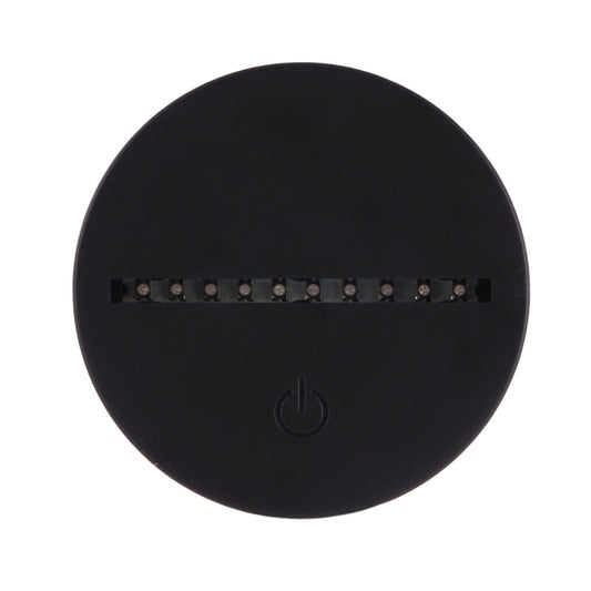 Round black lamp base with touch power button and LED light bar across top