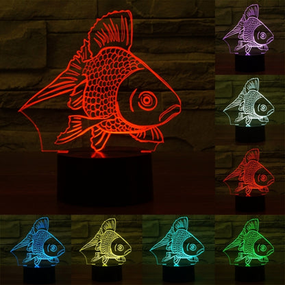 Goldfish-style 3D desk night light with red glowing fish outline on a black base