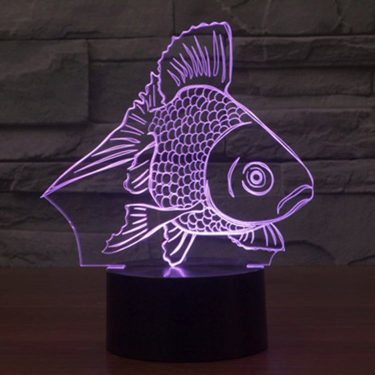 Goldfish-style desk lamp with glowing purple fish silhouette and black base