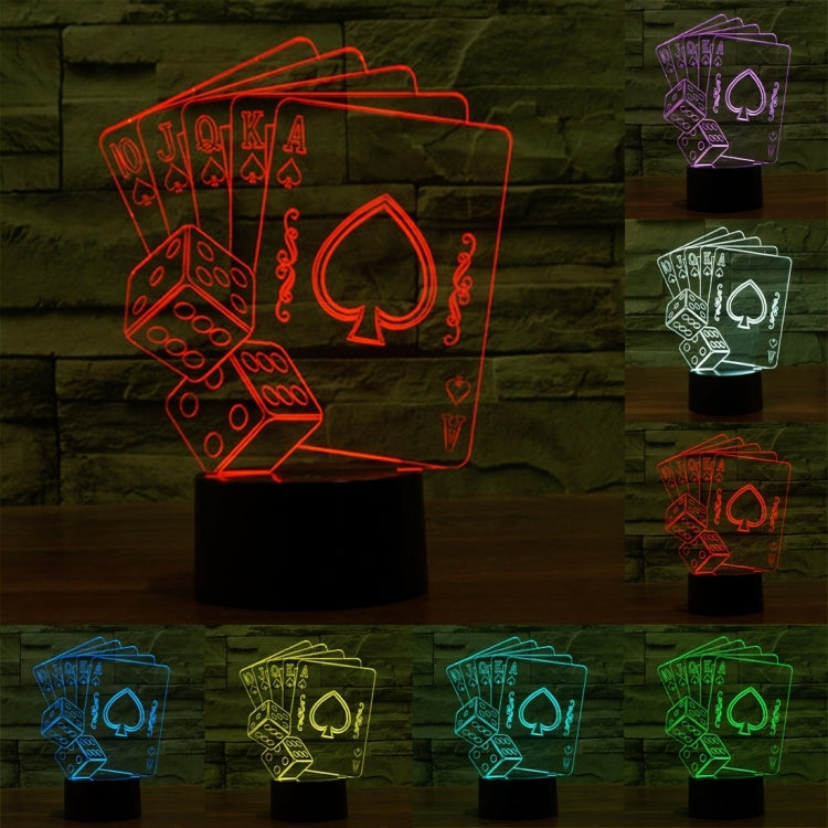 Black base poker card stereo night light with red glowing card outlines