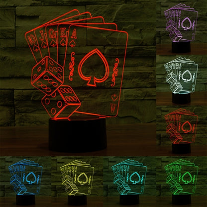 Black base poker card stereo night light with red glowing card outlines