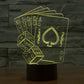 Poker-style neon desk lamp with glowing yellow playing card outlines on black base