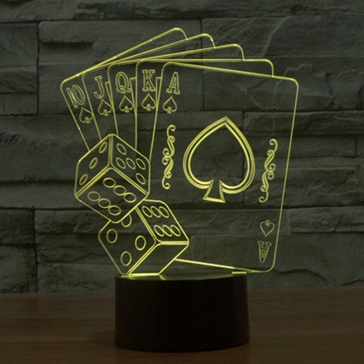 Poker-style neon desk lamp with glowing yellow playing card outlines on black base