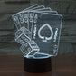 Black base poker card night light with white/blue glowing playing card outlines