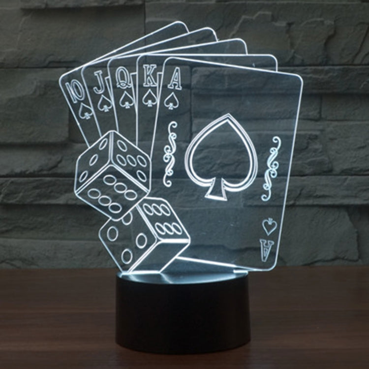 Black base poker card night light with white/blue glowing playing card outlines