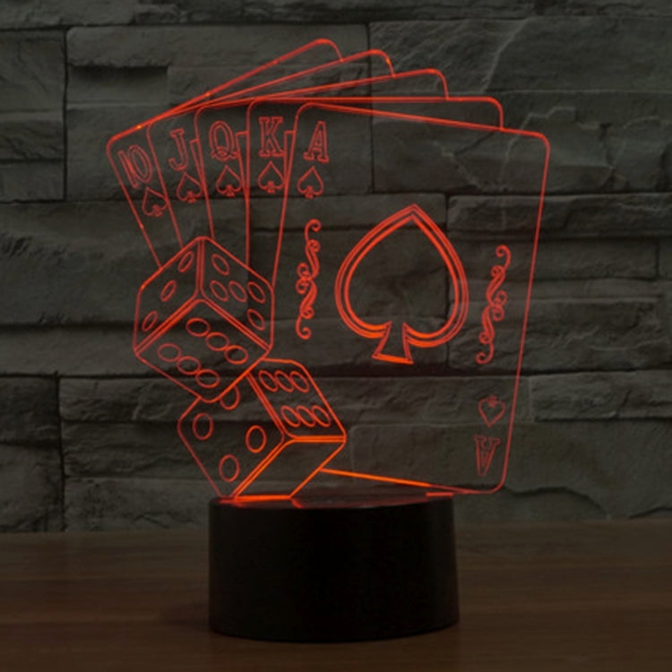 Black base poker card night light with red glowing JQKA, hearts, and spades