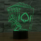 Black base poker card night light with green glowing playing card outlines