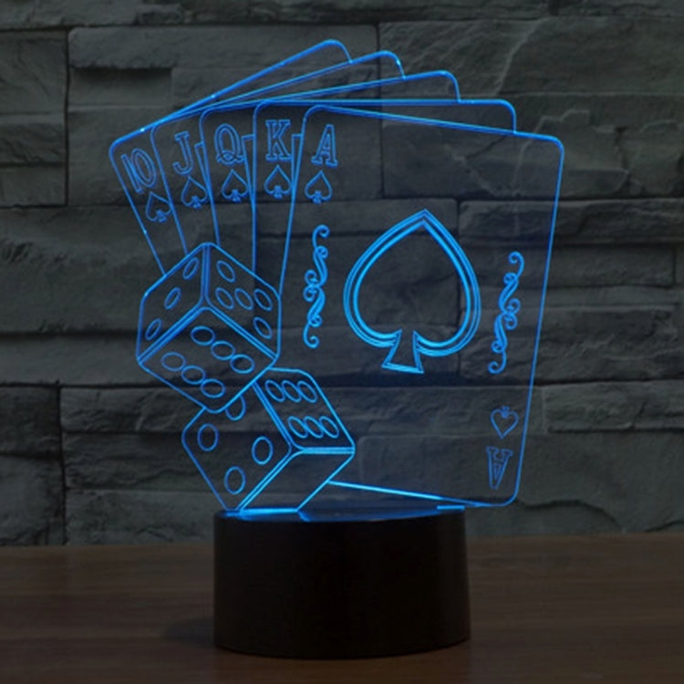 Black base poker card night light with blue glowing playing card outlines