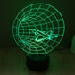 Time machine style stereo desk lamp night light with green grid planet glow