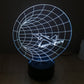 Time machine style stereo desk lamp night light with light-blue grid planet glow