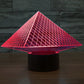 Pyramid LED desk lamp with glowing red triangular grid and base light glow