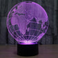 Globe desk lamp night light with world map, purple LED glow and black base