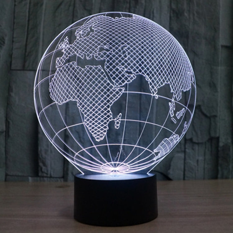Globe desk lamp night light with world map, white LED glow and black base