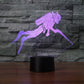 Purple glowing diver figure 3D LED night light with black base