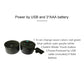 Black LED night light base with touch button, USB cable and green light