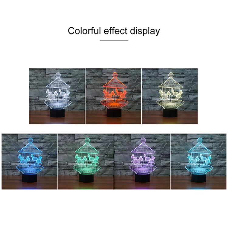 Color-changing 3D LED carousel night light with glowing scene in six colors