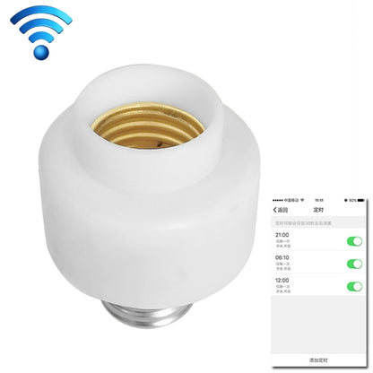 E27 smart light bulb socket adapter base with white housing and gold screw contacts