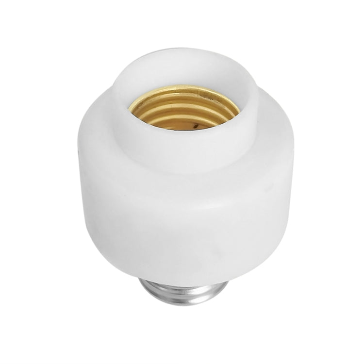White E27 lamp base adapter with gold threaded contact opening