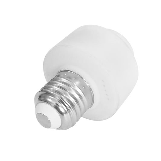 White E27 smart lamp base adapter with silver screw threads