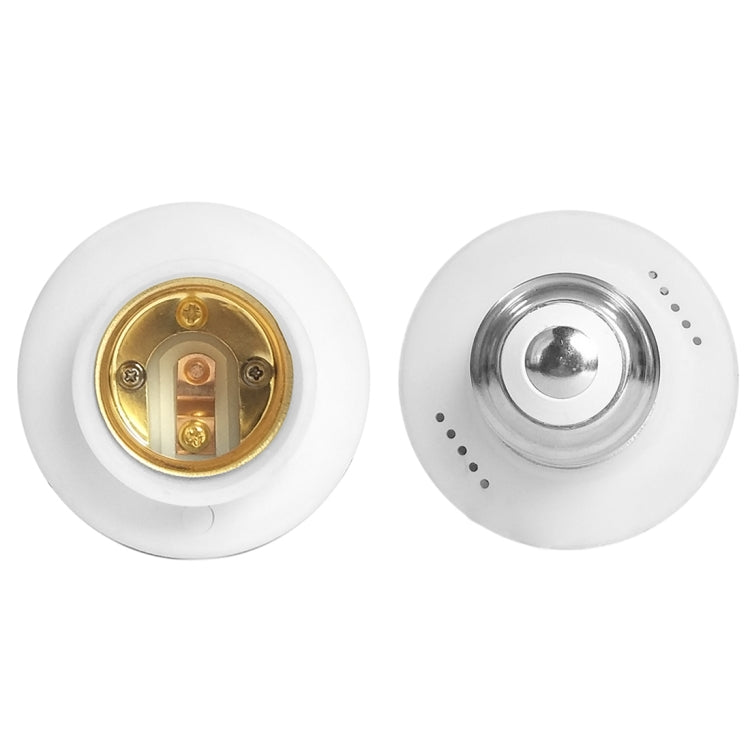 E27 smart light socket adapter showing gold interior contacts on white base