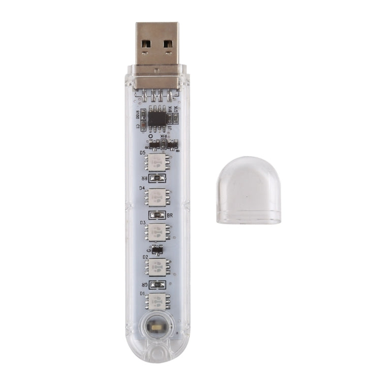 USB LED night light with clear cap, visible circuitry, dome diffuser over LEDs