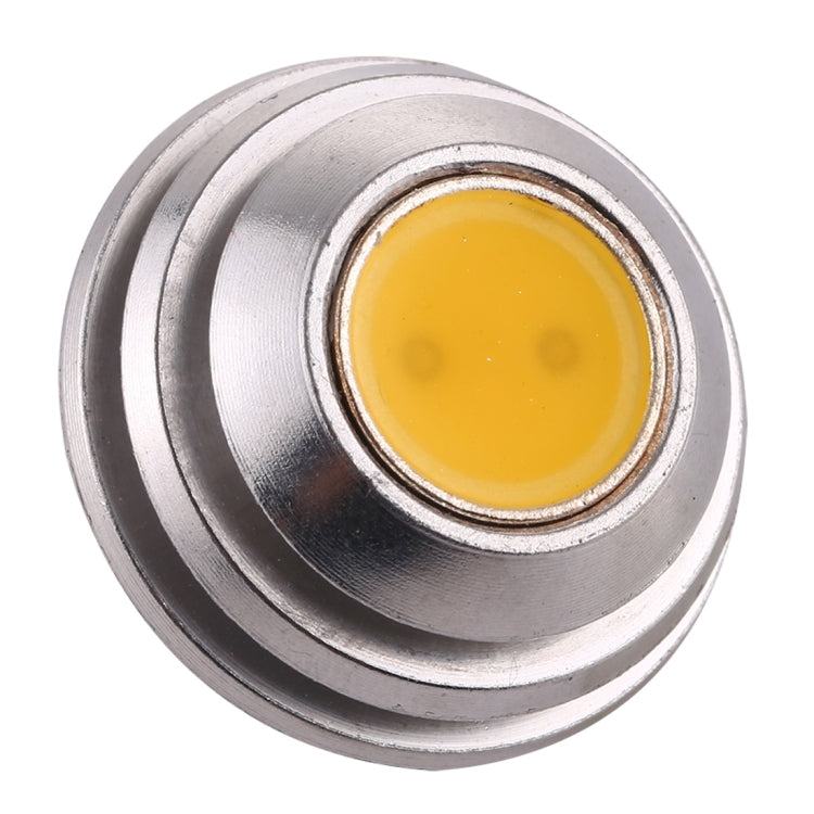 Warm white COB LED G4 light bulb, silver housing with amber lens