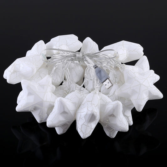 White cracked-star LED fairy lamp stars with wire lights and product tag