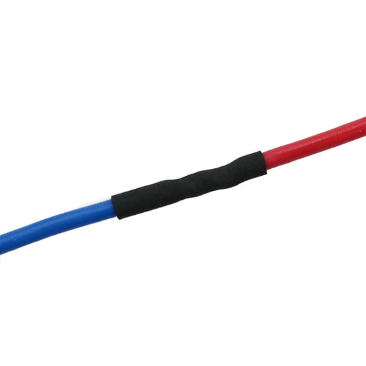 Red and blue heat shrink tubes with black adhesive layer