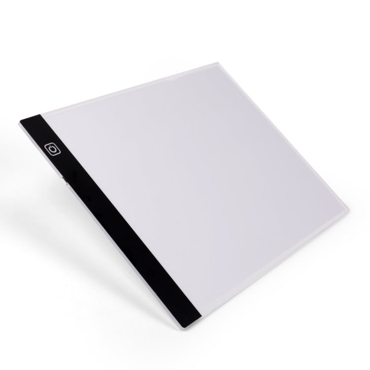 A4 LED tracing light box with slim black frame, front-lit white panel