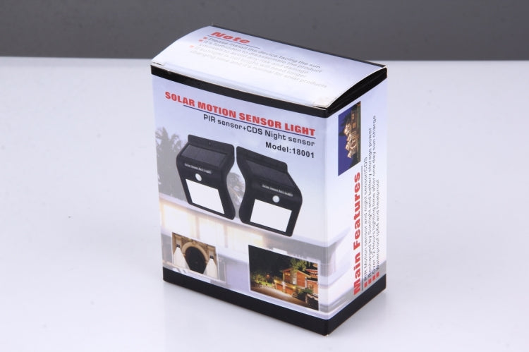 Solar motion sensor light retail box with product photos and model label
