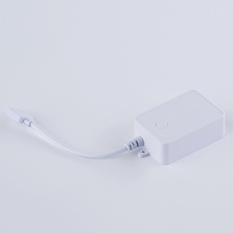 WiFi LED strip controller with inline box adapter and two white cable leads