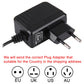 Mini outdoor lamp AC power adapter, black, with two-pin plug and attached cable