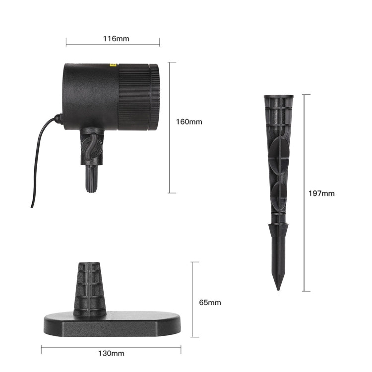 Mini outdoor laser lamp with ground spike, pedestal base, and cable connections