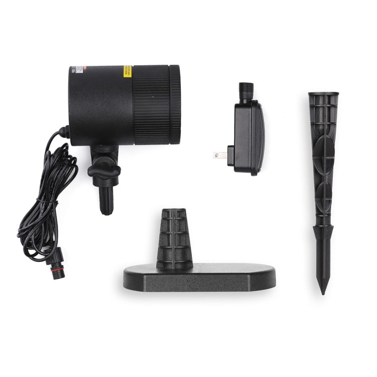 Mini outdoor laser lamp kit with power cord, pedestal base, and ground stake