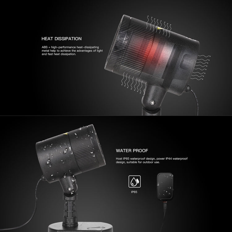 Black mini laser lamp with vented cylinder and water-resistant outdoor design