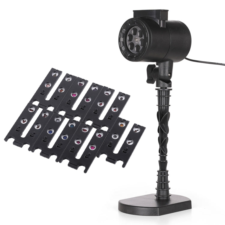 Black outdoor lawn pattern projector lamp with multiple metal pattern plates