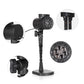 Black outdoor lawn pattern projector lamp with circular lens head and ground stake