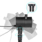 Black outdoor lawn projector lamp with side ports and pivoting pattern light housing