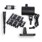 Black outdoor lawn pattern projector lamp kit with power adapter, plates, and cables