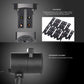 Black outdoor lawn projector lamp with four removable pattern plates and sturdy housing